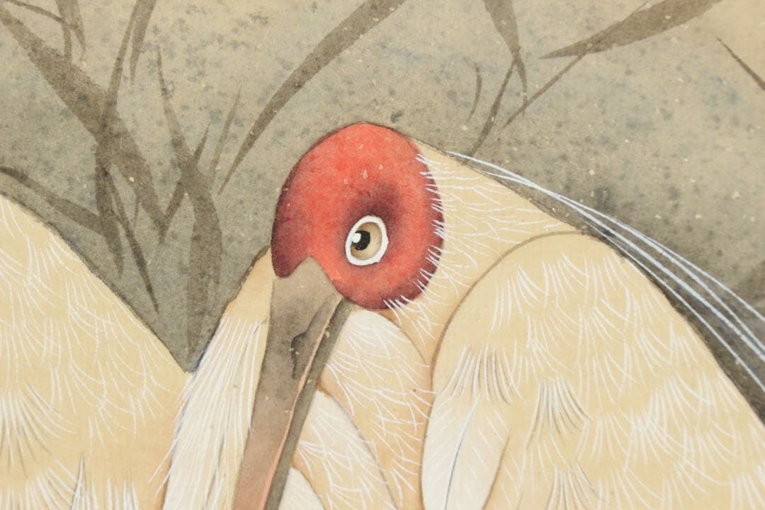 No5367 掛軸　愛新覚羅毓奮　双朱鷺図　紙本着色　唐物　中国画　送料無料