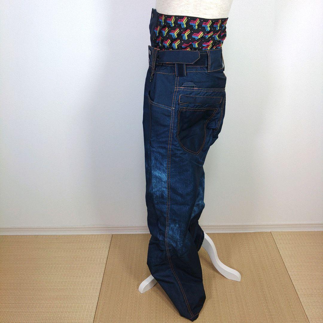 メンズ　M　スキー　スノーボードウェア　上下セット　グリーン　緑　水色　デニム柄