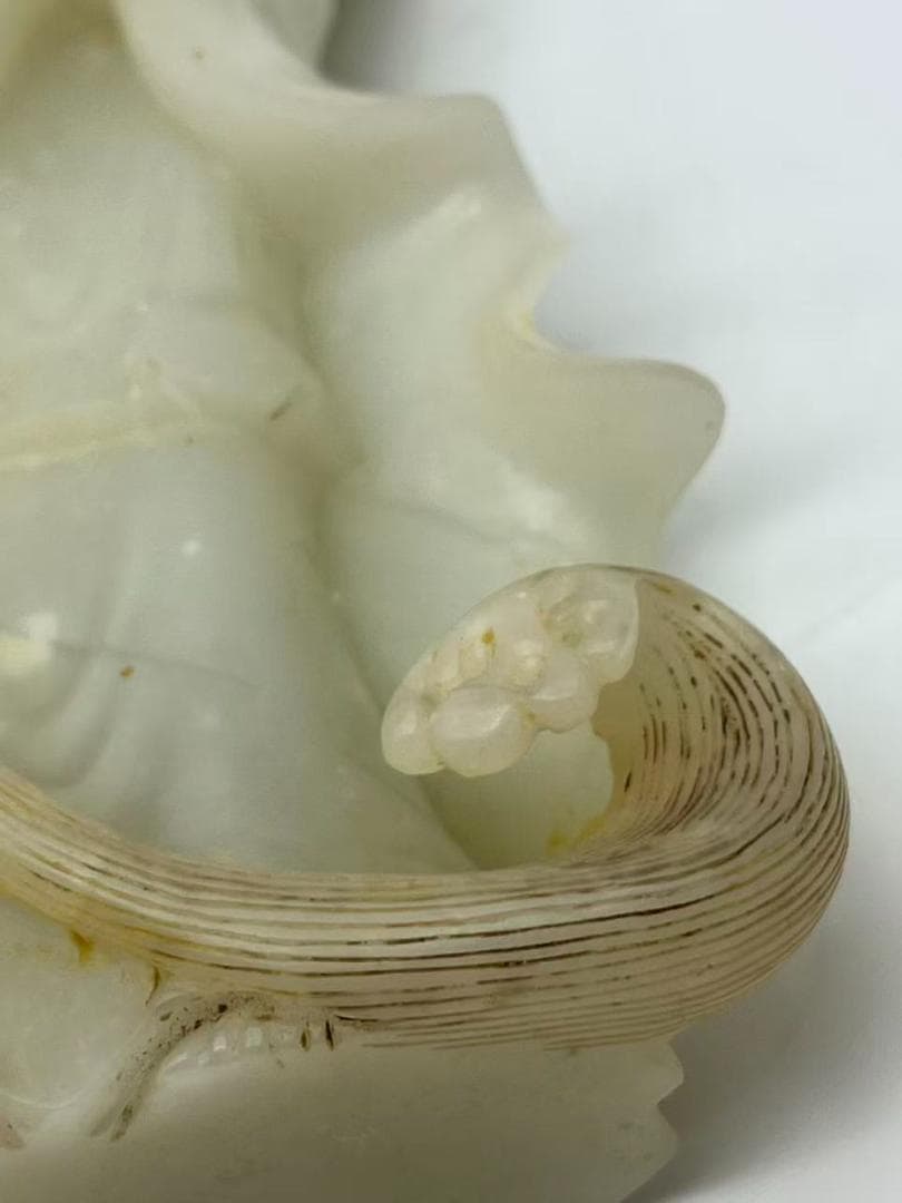 清乾隆時代 和田白玉観音　白和田玉彫り　仏教用品　仏像　唐物(A-96)