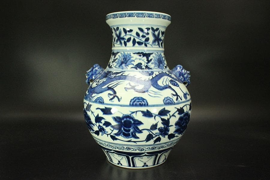 中国美術 景徳鎮 古い花瓶(ZE511)