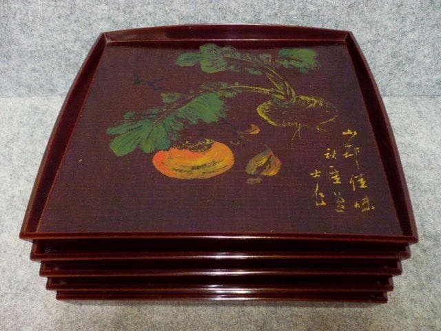 蒔絵 会席膳 絵変り 5膳 [B31540]