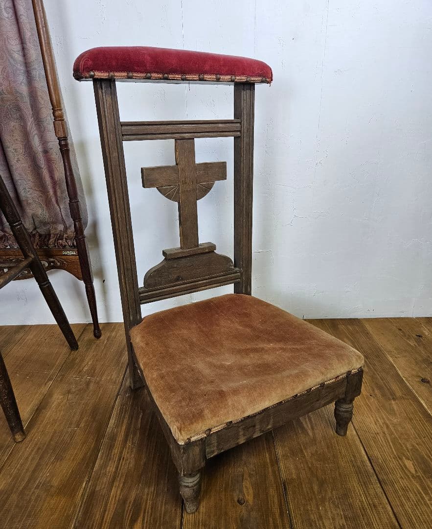 フランスアンティーク 祈祷台 チャーチチェア 懺悔台 教会 椅子 フレンチ