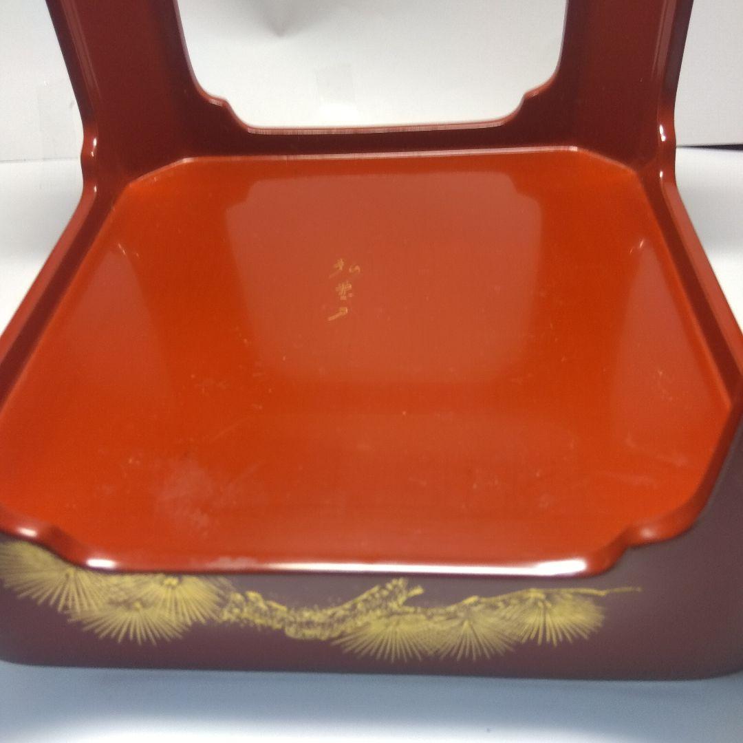 輪島塗　漆器三ッ組盃　沈金　虎の図　在銘　松竹梅　天然木　当日物　美品