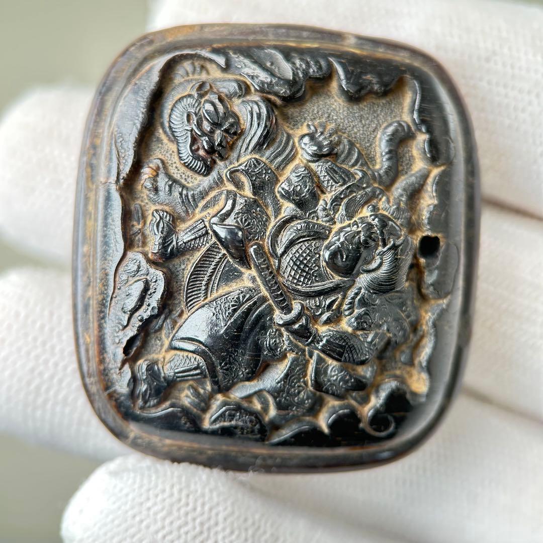 神話的なデザイン彫刻極上根付天然素材アンティーク骨董飾り物古美術置物細密細工