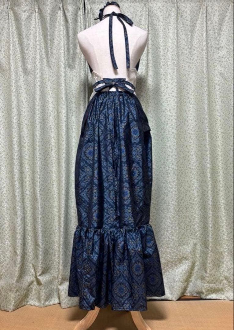 美　大島紬　着物リメイクドレス　マキシ丈　ドレープマーメイド　ダンス衣装　４点