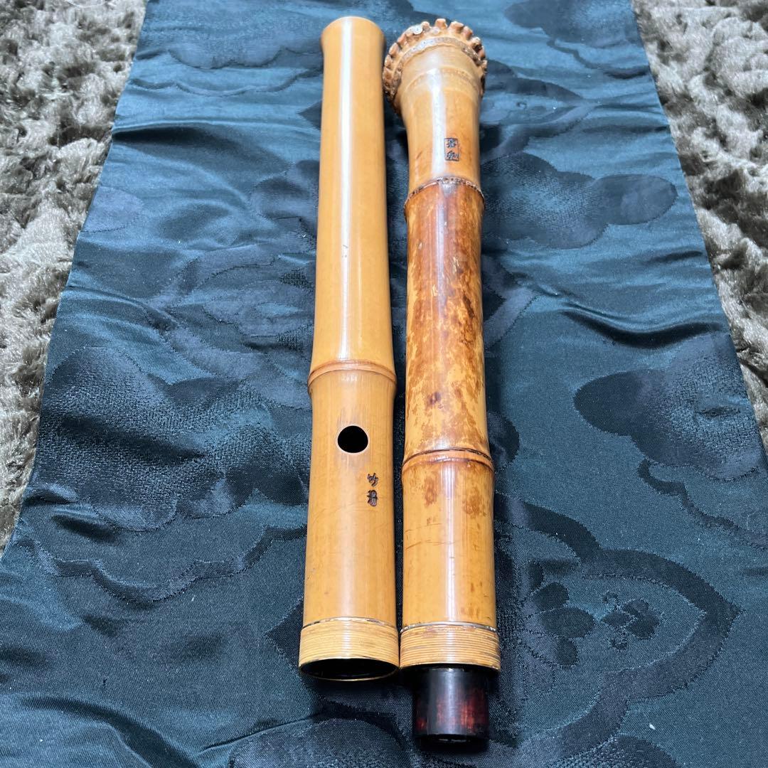 尺八 琴古流 在銘 二尺一寸管 中継ぎ籐巻き金？三線 【音出し確認済み】