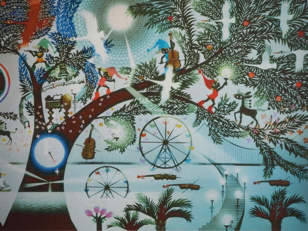 ヒデックス 真作■藤城清治 版画 地球讃歌 直筆サイン■絵画