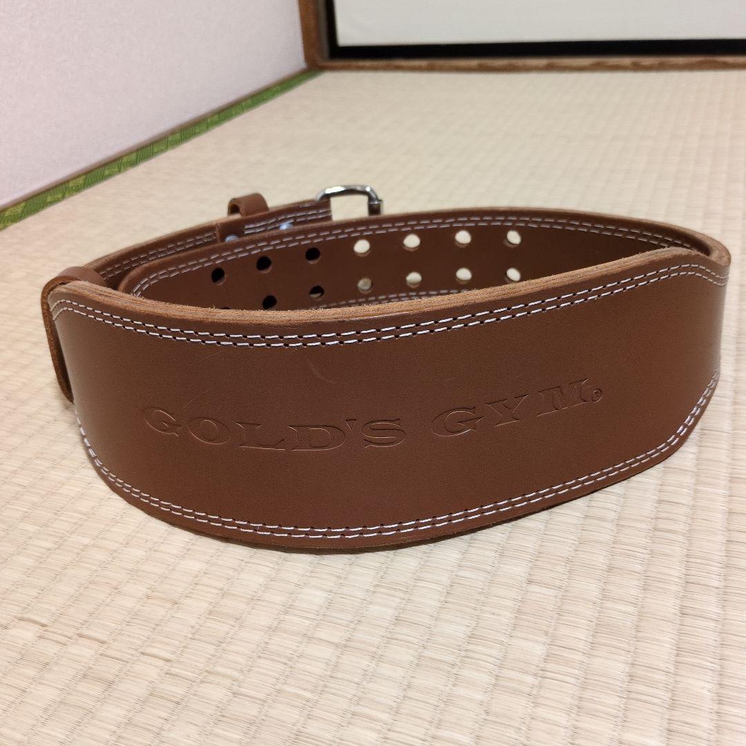 GOLD'S GYM トレーニングパワーレザーベルト 【G3324】茶　Lサイズ