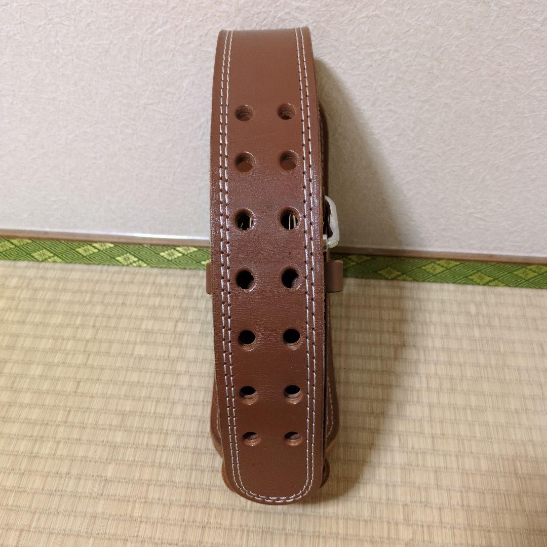 GOLD'S GYM トレーニングパワーレザーベルト 【G3324】茶　Lサイズ