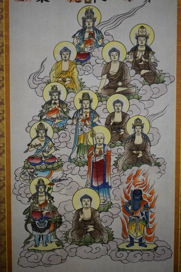 真作/大阪十三仏霊場図/桐共箱付/布袋屋掛軸HG-707