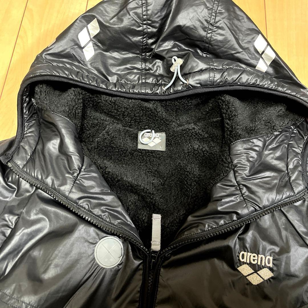 【週末セール！】アリーナ arena フード付 ベンチコート L ボア 水泳競泳