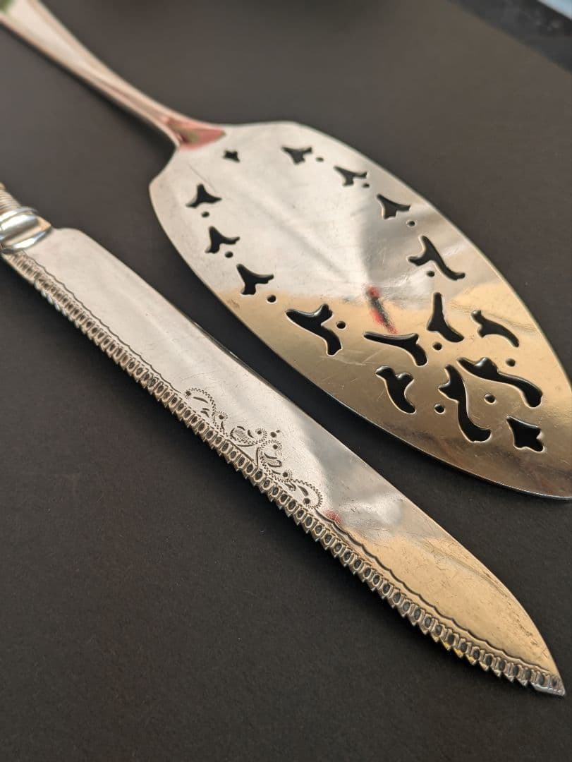 イギリス アンティーク シルバープレート ケーキナイフ ケーキサーバー 戴冠式