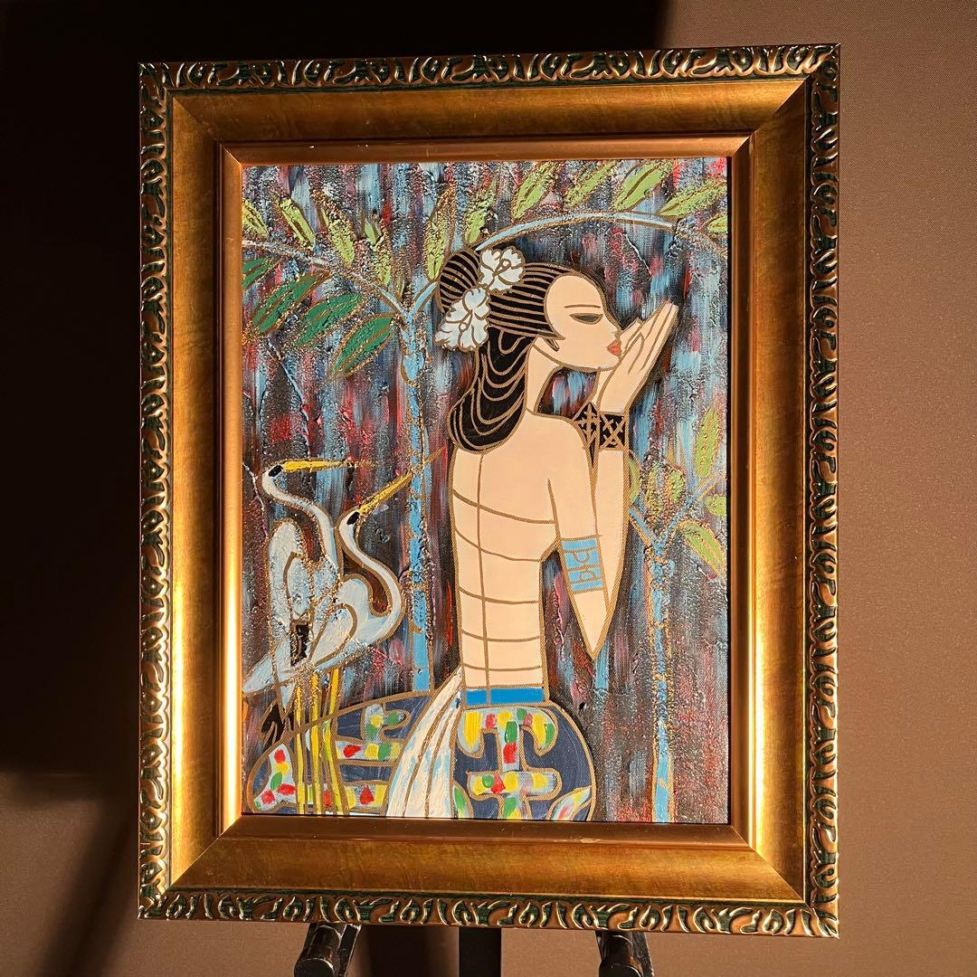 手書き油絵 オリエンタルレディ 絵画 インテリア 油彩画