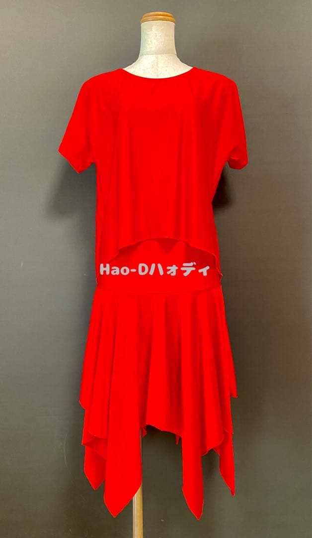 社交ダンス★新作★レッスンウェア★オリジナル★赤2点セット