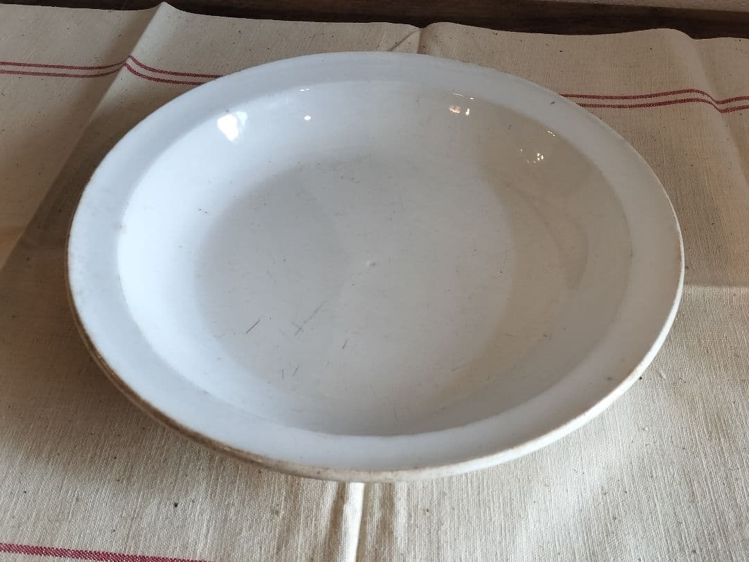 アンティーク　フランス　クレイユ　モントロー　白い　ボウル