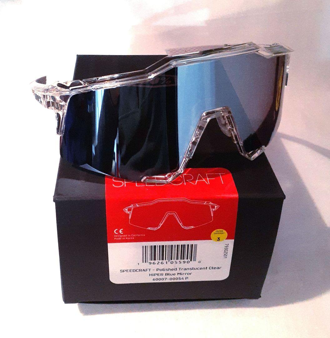 100% SPEEDCRAFT クリア ブルー ワンハンドレッド サングラス