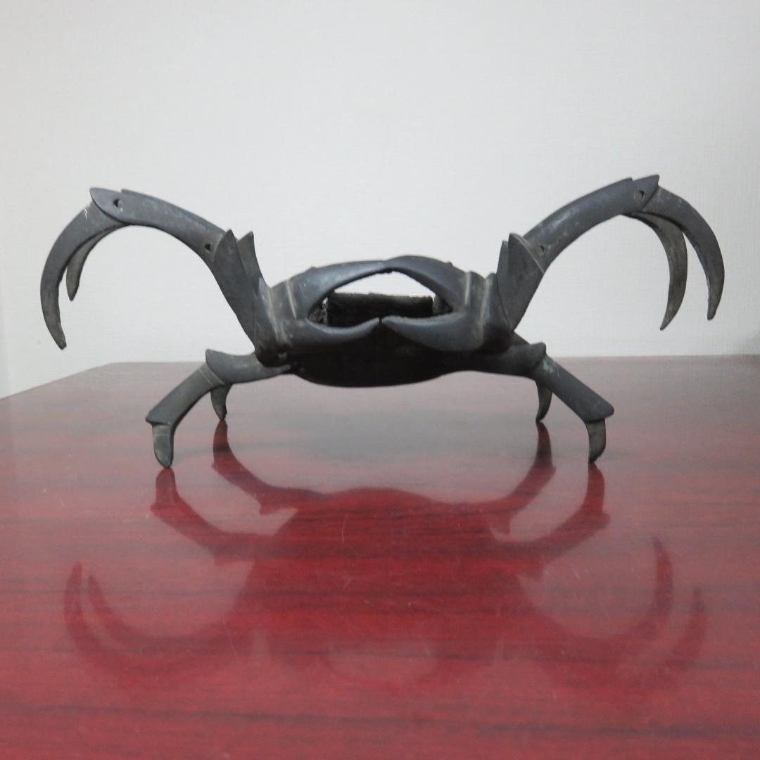 カニ 金物 蓋置 大 茶道具 真鍮 縁起物 置物 茶会