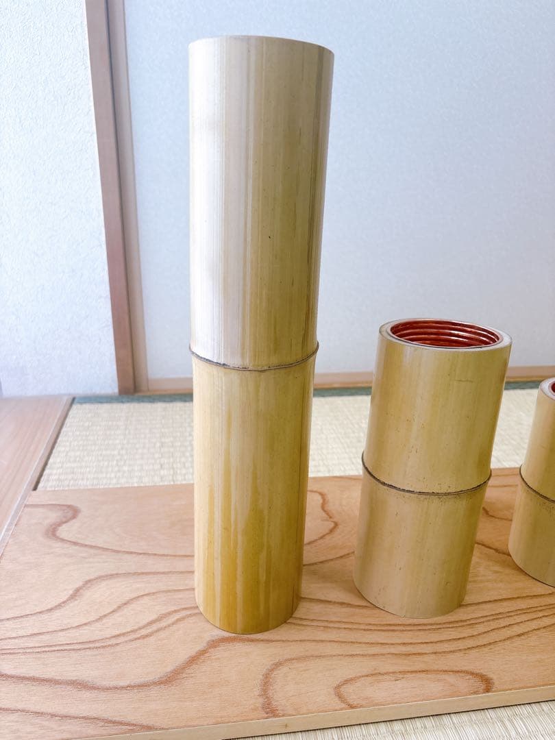 79 短三管筒　3本セット　竹製　華道　生花　格花　花器　水仙