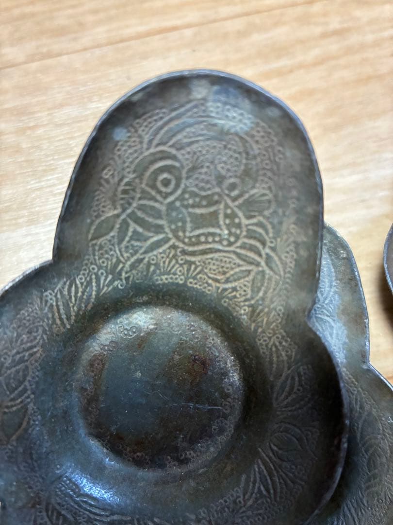 中国古錫茶托5枚　沈存周