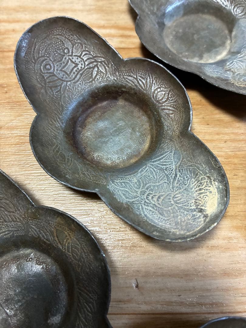 中国古錫茶托5枚　沈存周