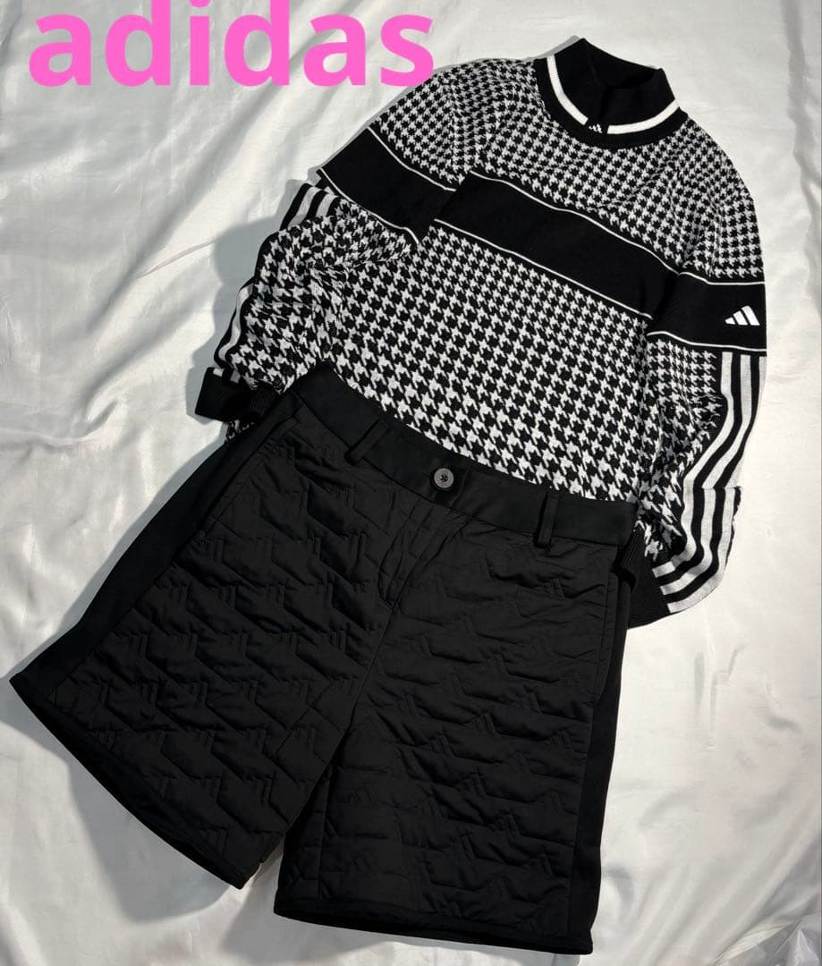 専用様　未使用　ゴルフ　モックネック千鳥格子ニット　キルティングハーフパンツ