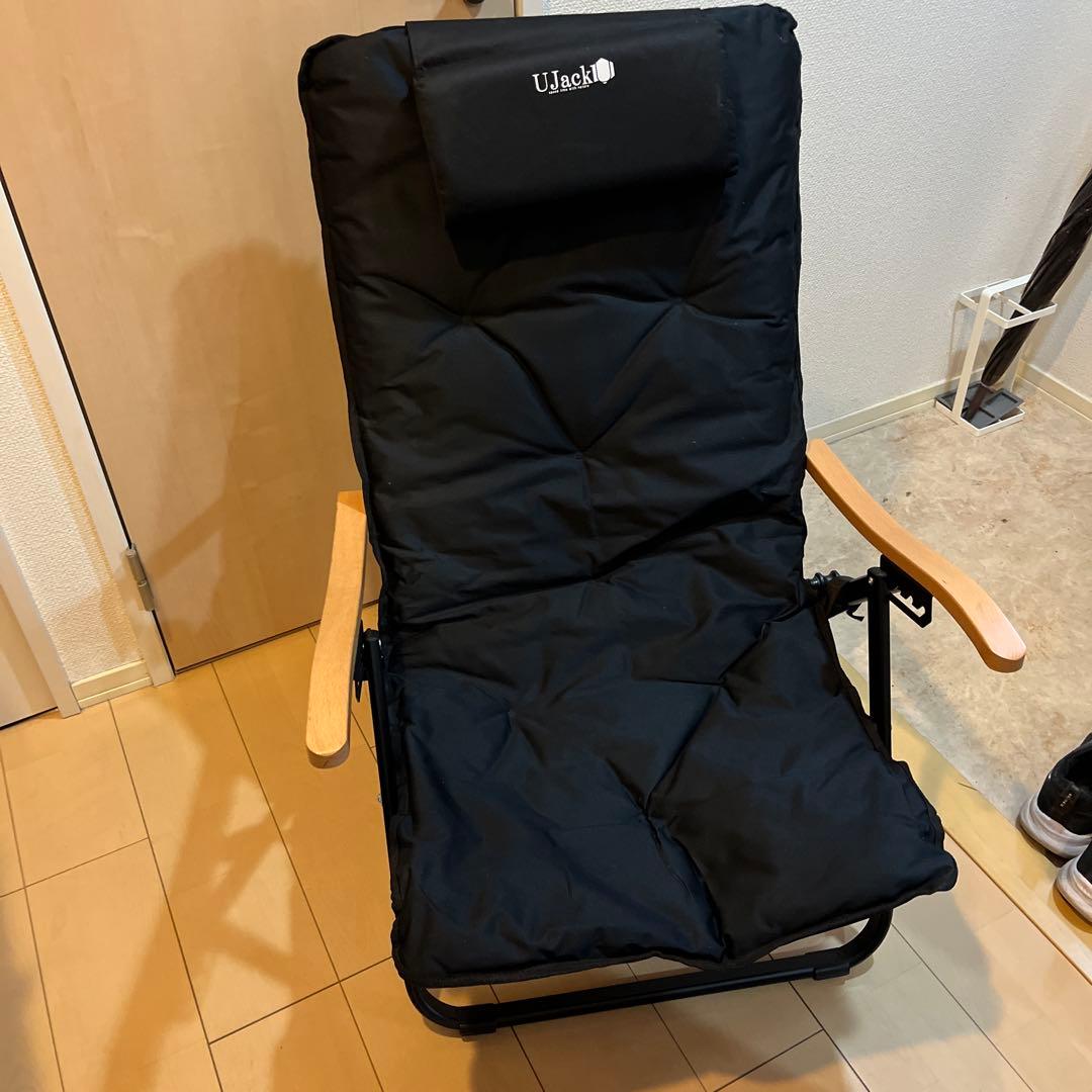 UJack アウトドアチェア ブラック プレミアムクッション付き