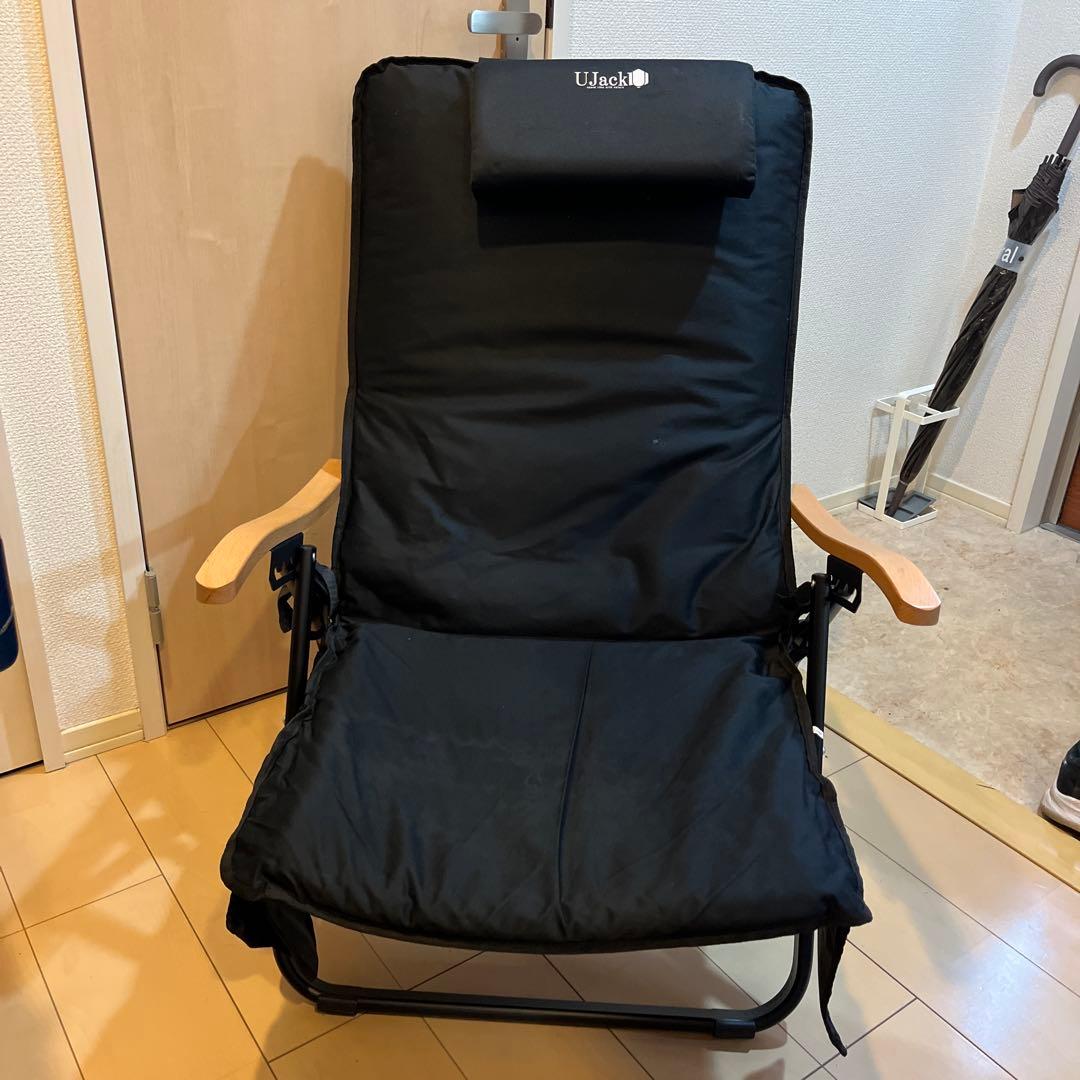 UJack アウトドアチェア ブラック プレミアムクッション付き