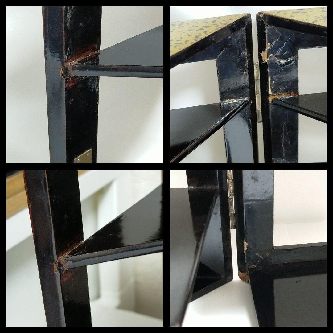 ★ 時代物 漆塗り 両開重 重箱 虫食塗 蔵出し 漆器 茶道具 弁当箱 ★D25