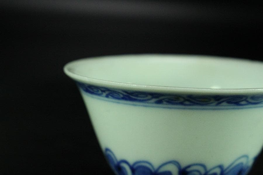 煎茶 唐物 中国美術 染付 色絵 碗 三個 まとめて(K-XA860)