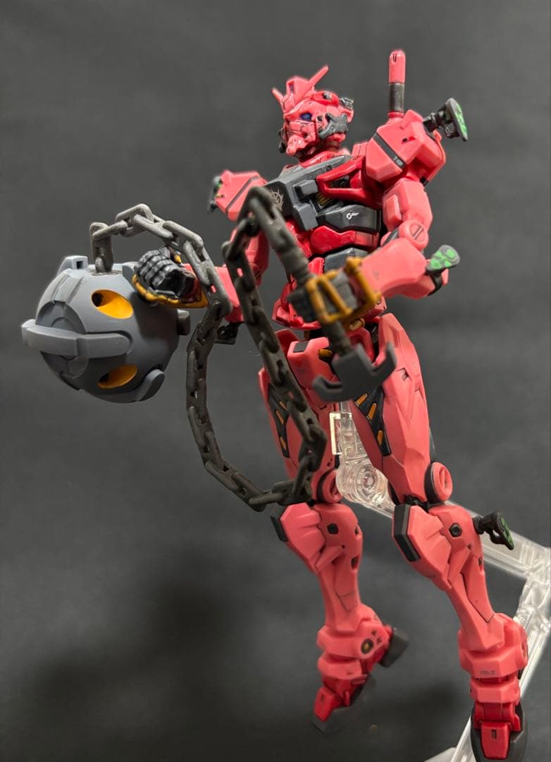 HG赤いガンダム完成品（ビット6個付き・部分塗装・つや消しトップコート仕上げ）