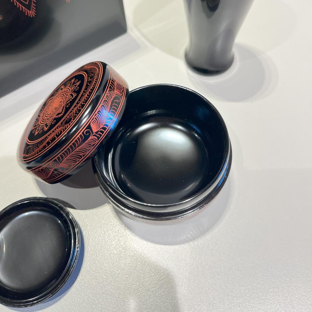 キンマ　茶箱　利休茶箱　茶道具　３点セット　キンマ彫　棗　香合　茶筌筒