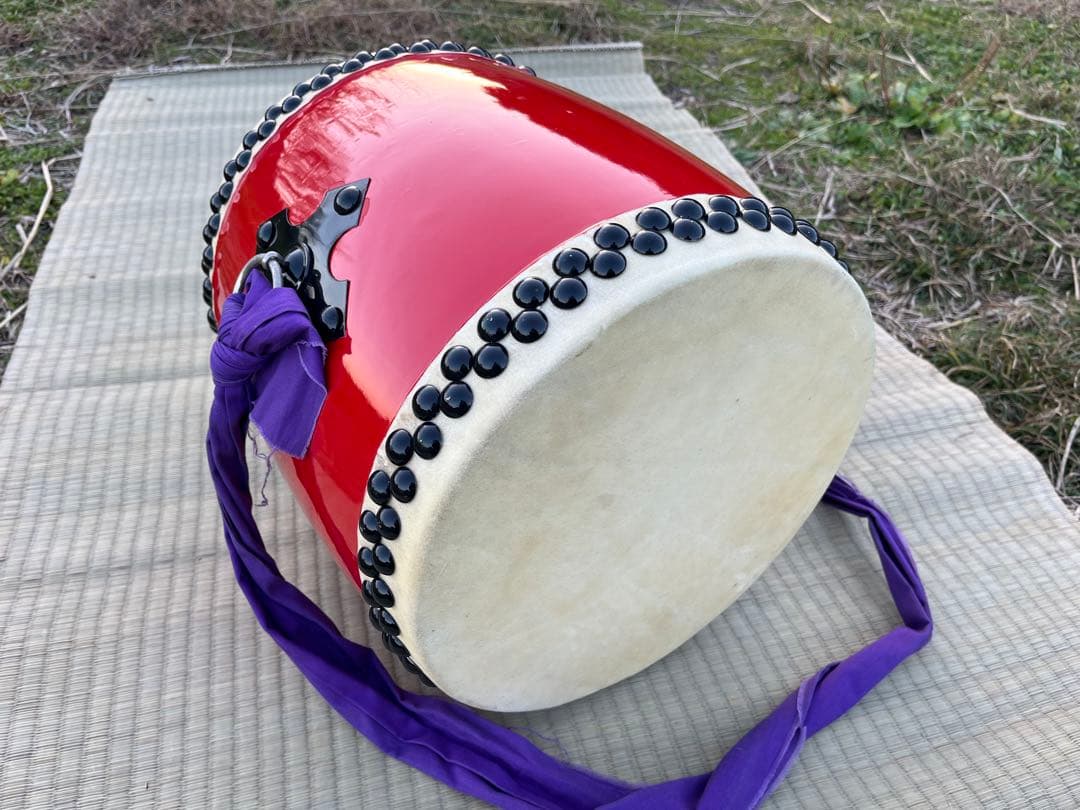 エイサー太鼓 大太鼓 本皮張り30cm ケース付き 中古美品