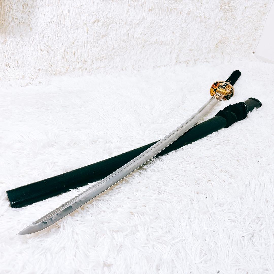 ✨希少品✨ 模造刀 日本刀 風神 雷神 龍 虎 黒鍔 鞘 武具 武器 刀 剣