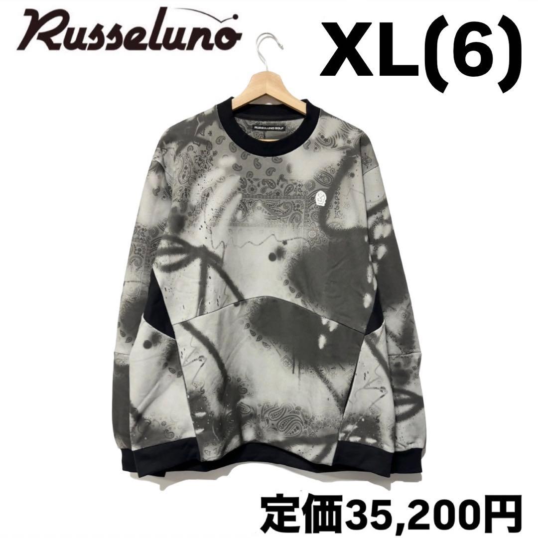 ラッセルノ ゴルフ クルーネック P.O スプレー ペイズリー ブラック XL