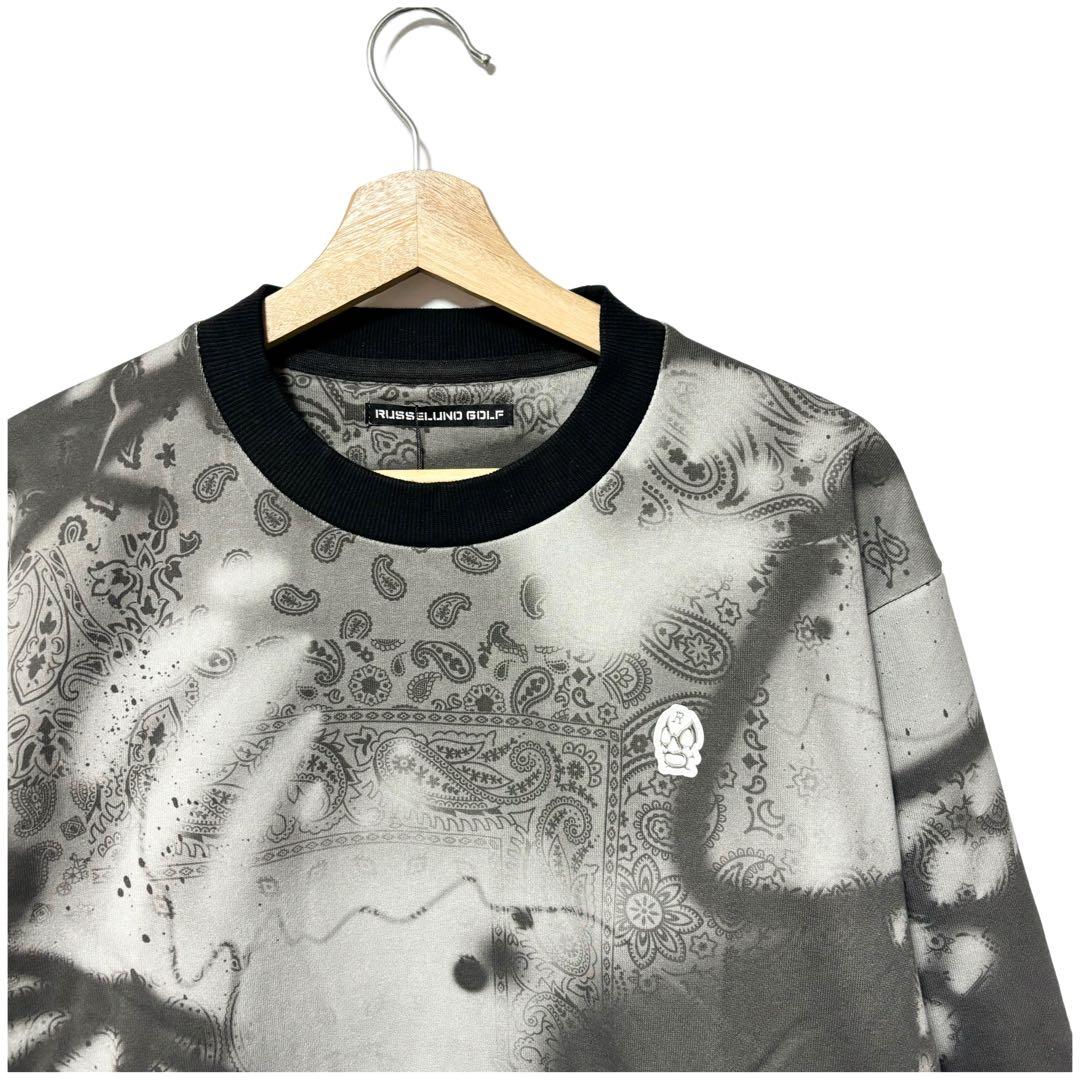 ラッセルノ ゴルフ クルーネック P.O スプレー ペイズリー ブラック XL