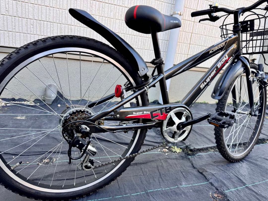 Super Boy 子供用　自転車 ブラック バスケット付き