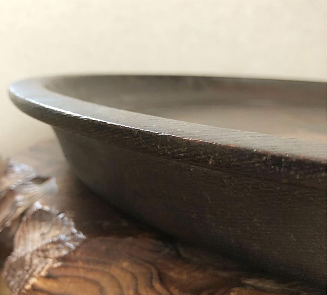 時代 くりぬき盆 遊鳥雲松紋 在銘