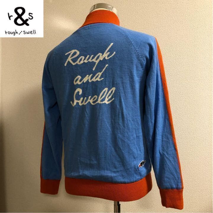 ラフアンドスウェル★ダブルジップ ウール混 ニット ジャケット★ライトブルー M