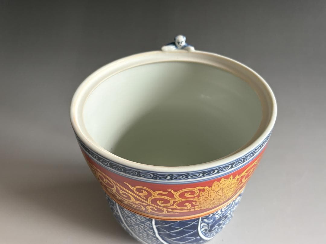 一閑人上部金襴手　水指　西村徳泉　茶道具