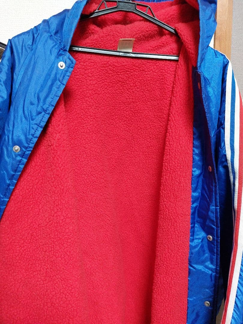 adidas フード付きベンチコート 青