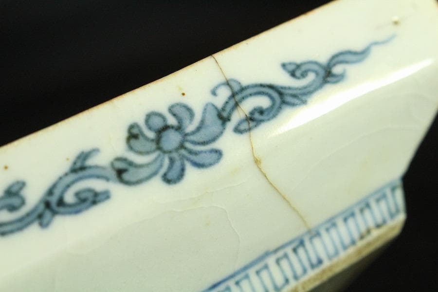 古九谷 四方 皿 六客 時代物(K-XA844)