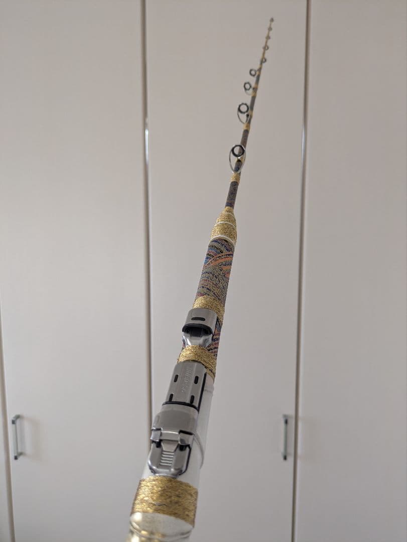 伊勢海老竿　穴釣り　テトラ釣り　布袋竹　和紙　　ハンドメイド　スパイラル