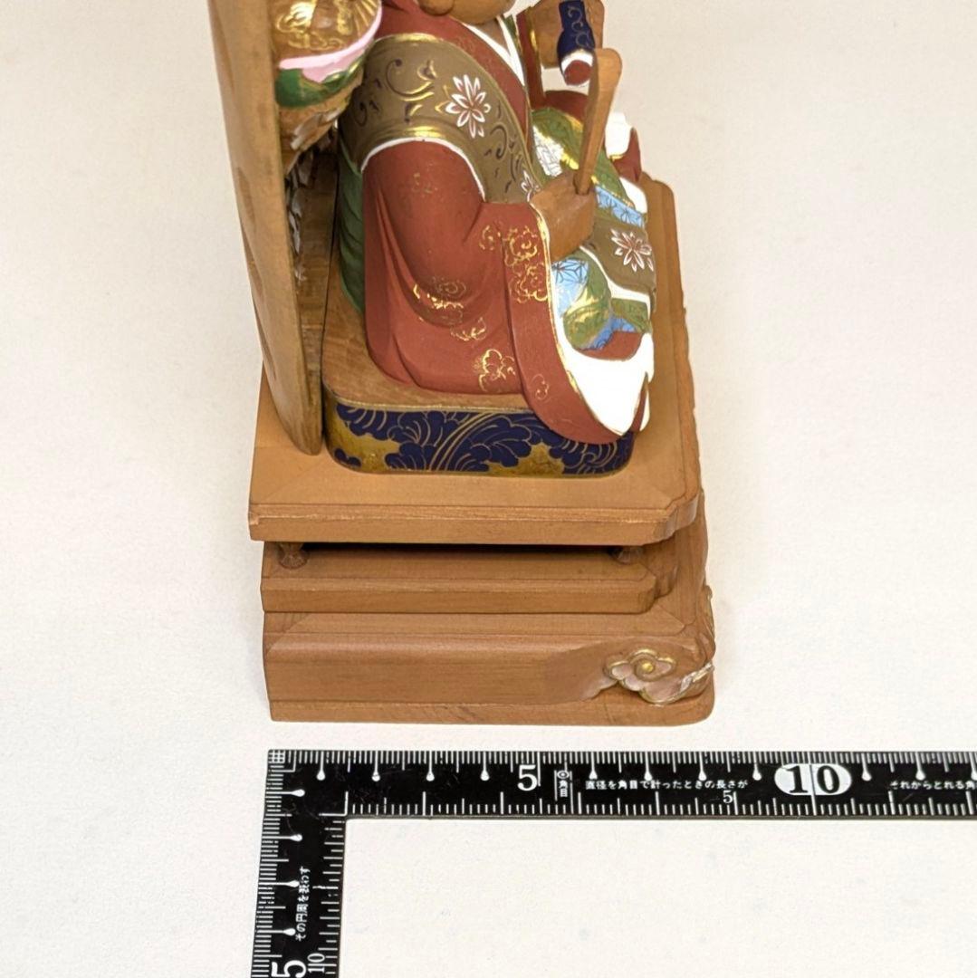 【ゲリラセール・新品】 三宝尊付き日蓮聖人　彩色　紅檀　総高さ約22.5㎝　日蓮