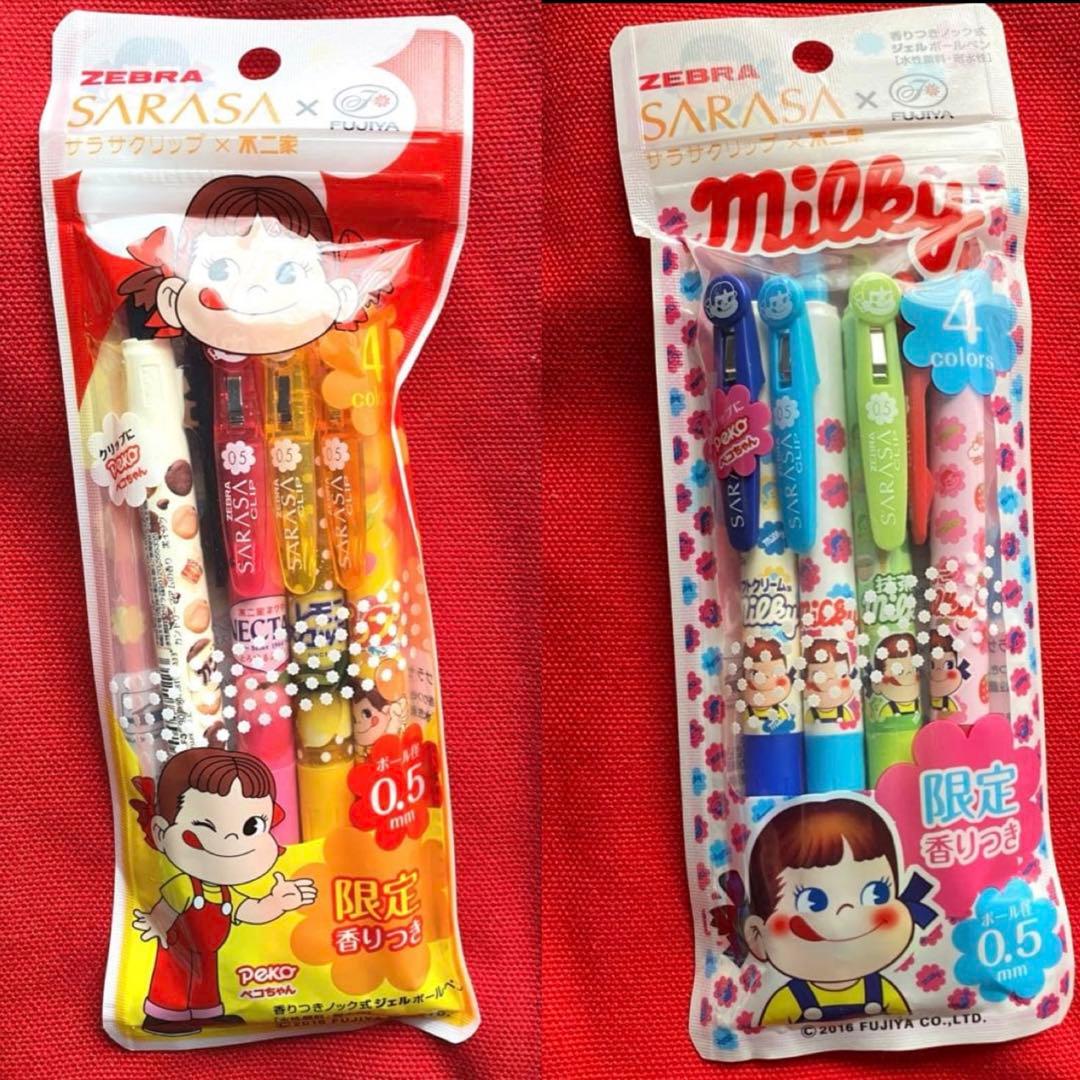 ゼブラの限定 サラサクリップ×不二家 ジェルボールペン4色セット