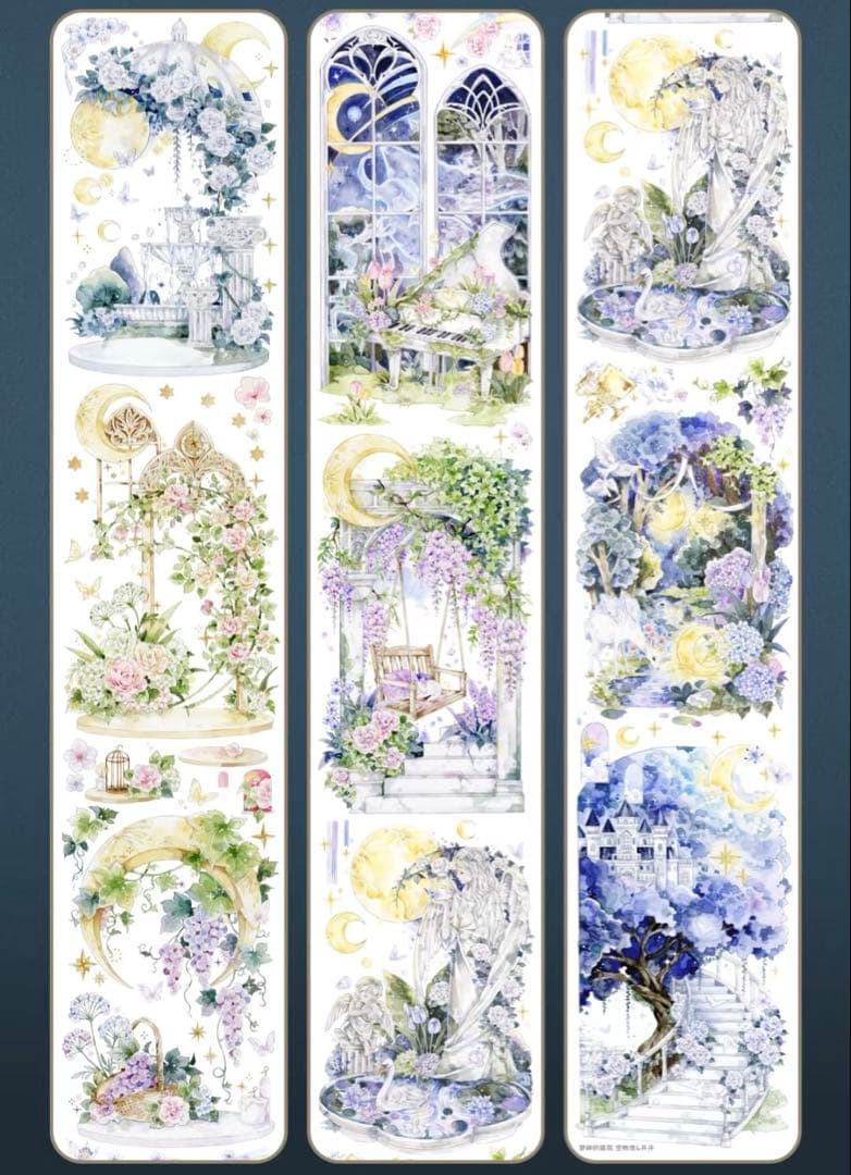 【8582】海外　マステ　3/5/巻売り　貝殻光マスキングテープ　夢神の庭