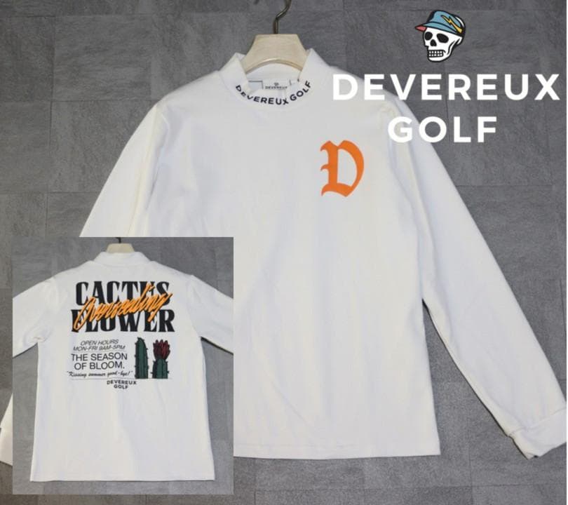 新品【デヴァロー ゴルフ】レディース モックネック 長袖Tシャツ 白 M