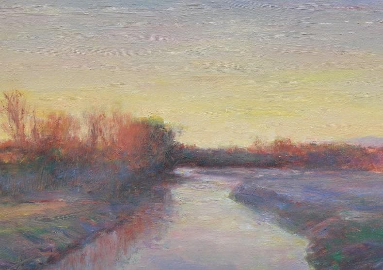 井上司「夜明けの川」油彩 P6号