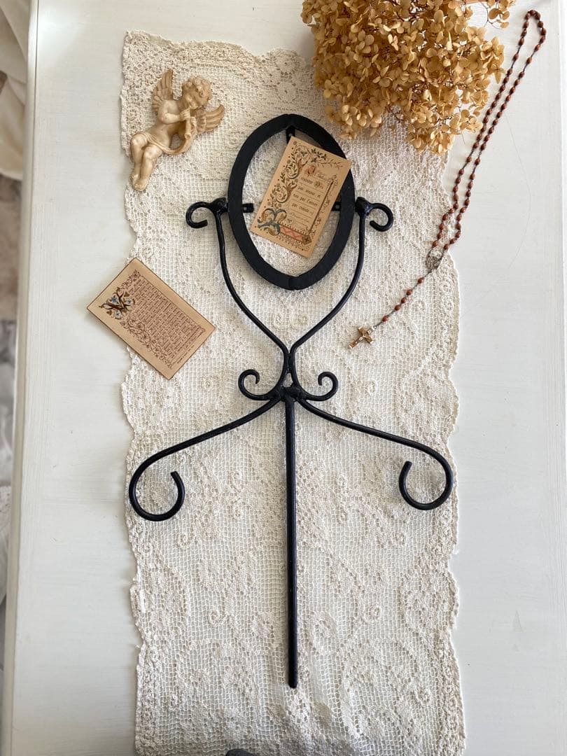 レア フランスアンティーク アイアン製オーバル型 フレーム