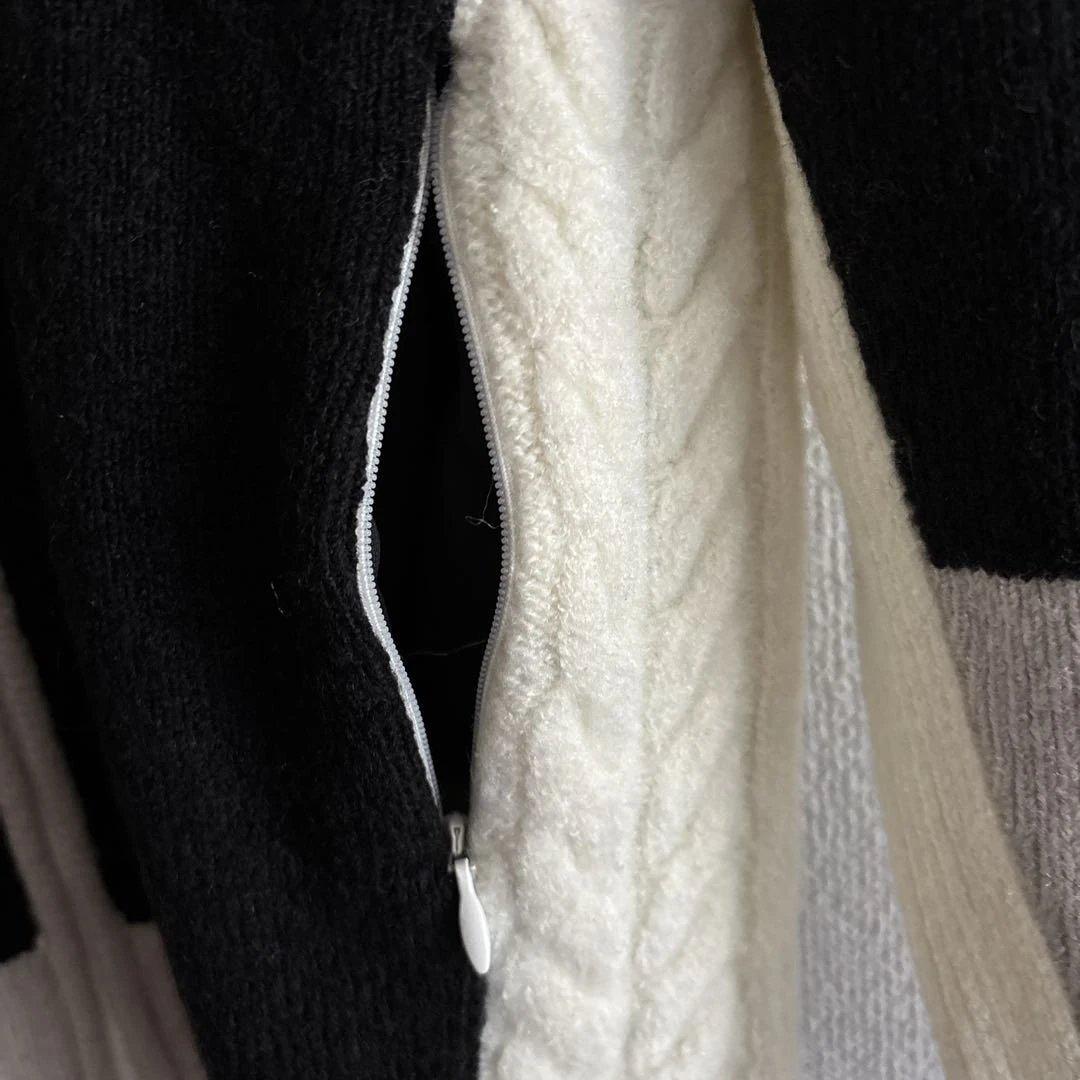 adabat ジップアップセーター 黒・グレー・白