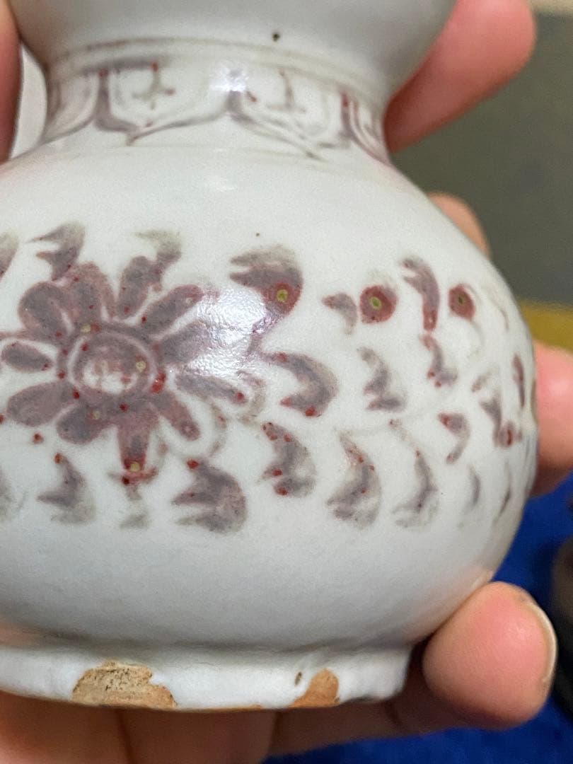 明時代　中国美術　釉里紅　花瓶　中国古玩　骨董品保証